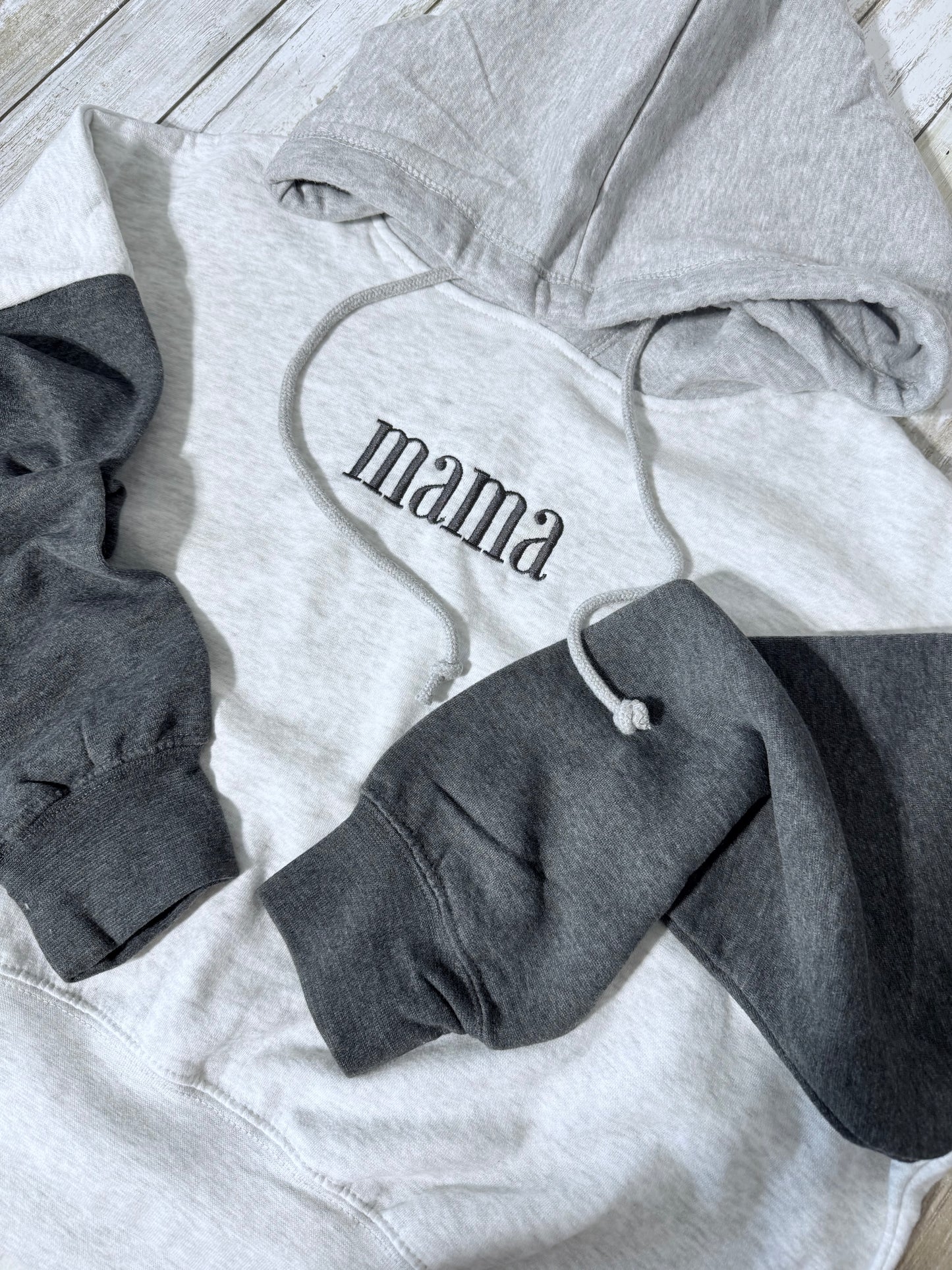 Mama Grey Embroidered Hoodie