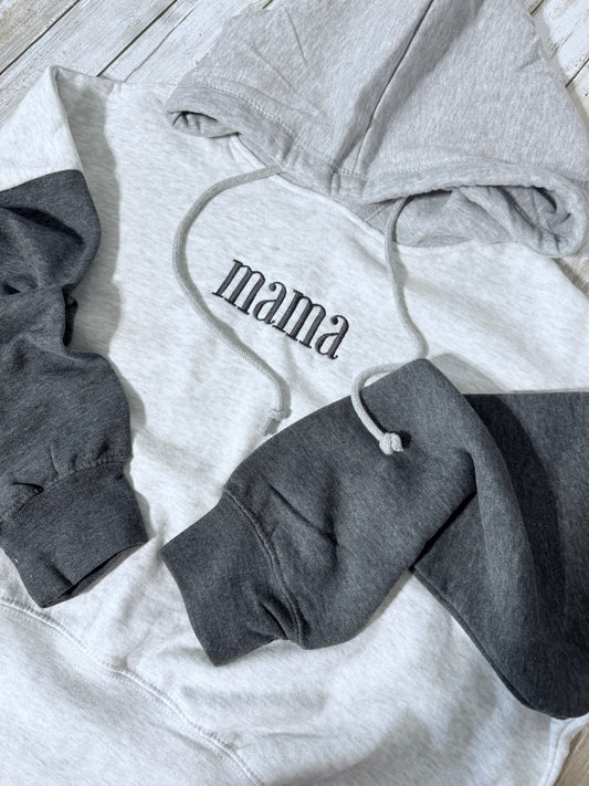 Mama Grey Embroidered Hoodie