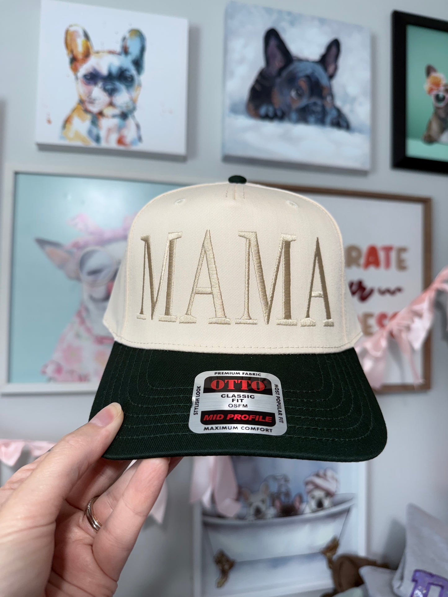 Forest Green/ Cream MAMA Hat