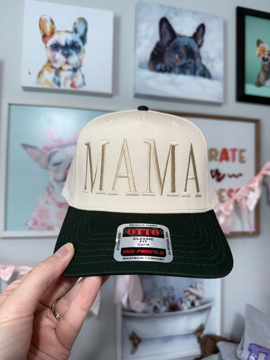 Forest Green/ Cream MAMA Hat
