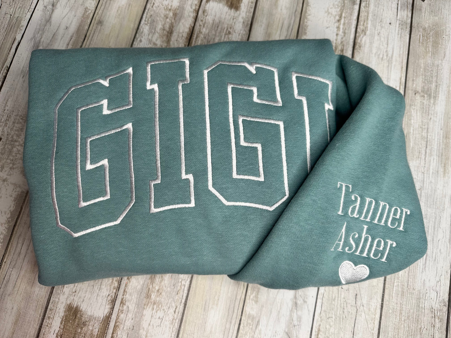 Embroidered Customizable Sweatshirts with names on sleeve