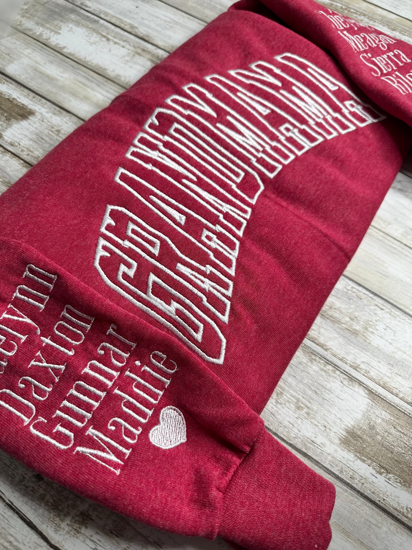 Embroidered Customizable Sweatshirts with names on sleeve